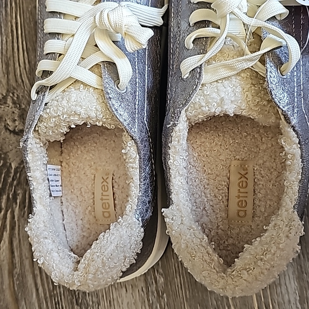 aetrex Blake Comfort Sneakers Size 9/9.5 Cozy Silver - Picture 9 of 12
